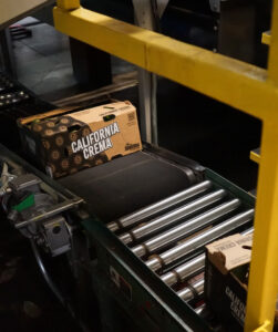 California Crema box at packing facility